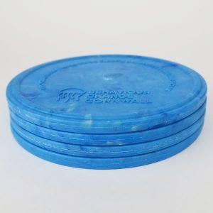 Coasters for a Cleaner Coast <br><br><I> Recycled Plastic Coaster Blue Mix <br> Recycling Ocean Plastic  </I>
